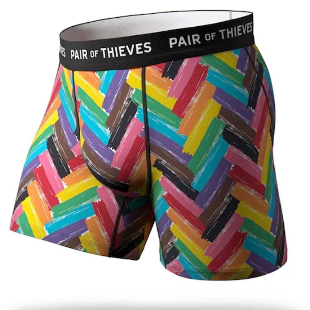 Pair of Thieves Limited SuperFit Pride Rainbow Rubiks Print Boxer Briefs NWT L